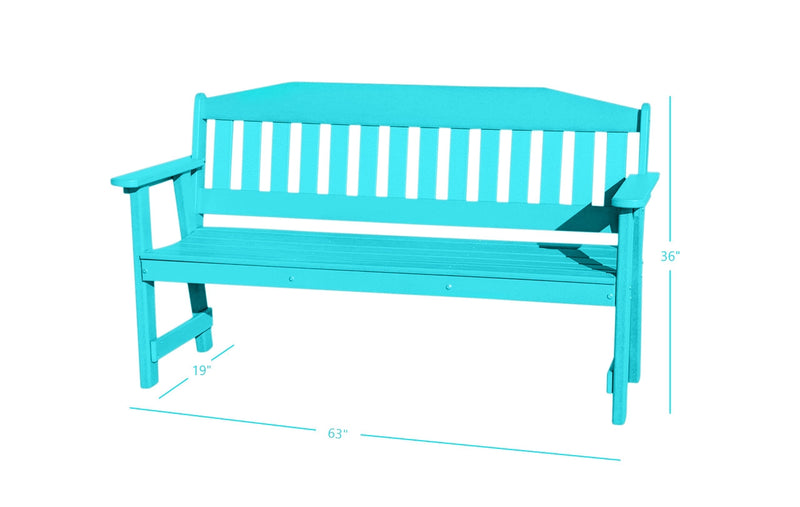 teal all weather outdoor bench dimensions
