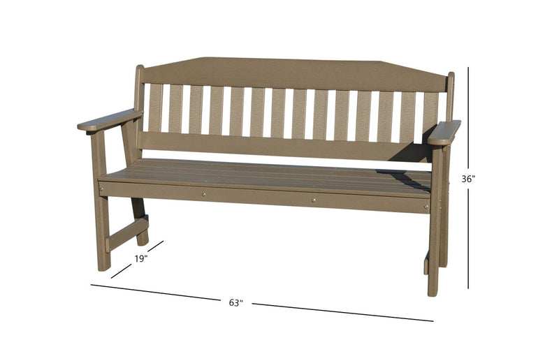 tan all weather outdoor bench dimensions