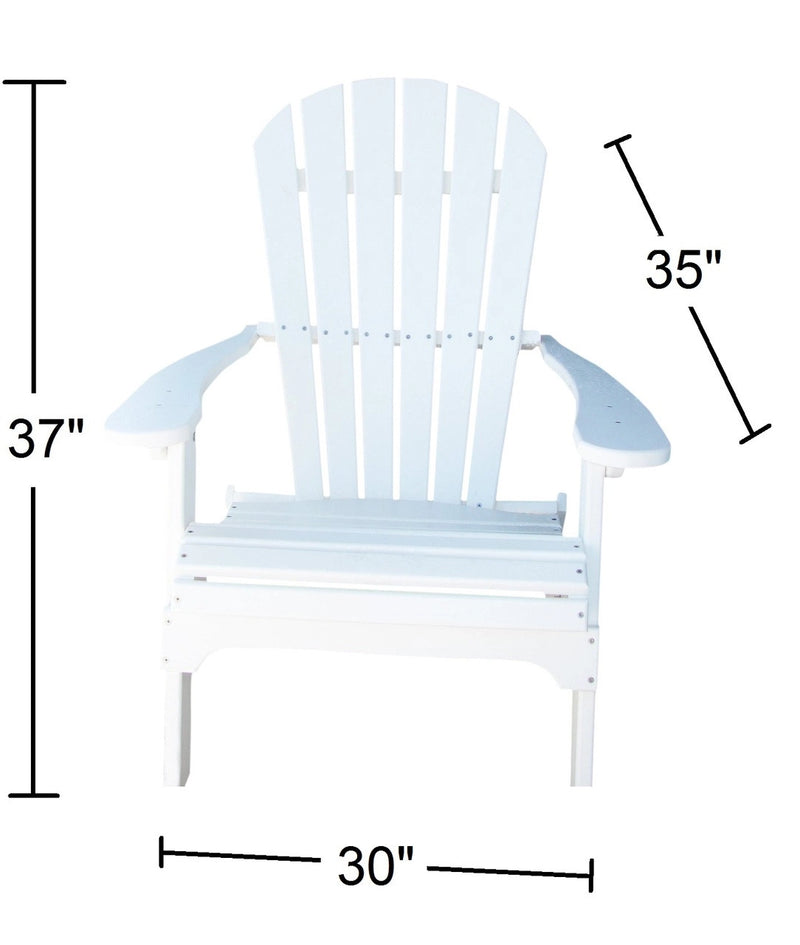 white poly adirondack chair dimensions